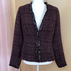 WHBM burgundy and black tweed jacket. Size 4